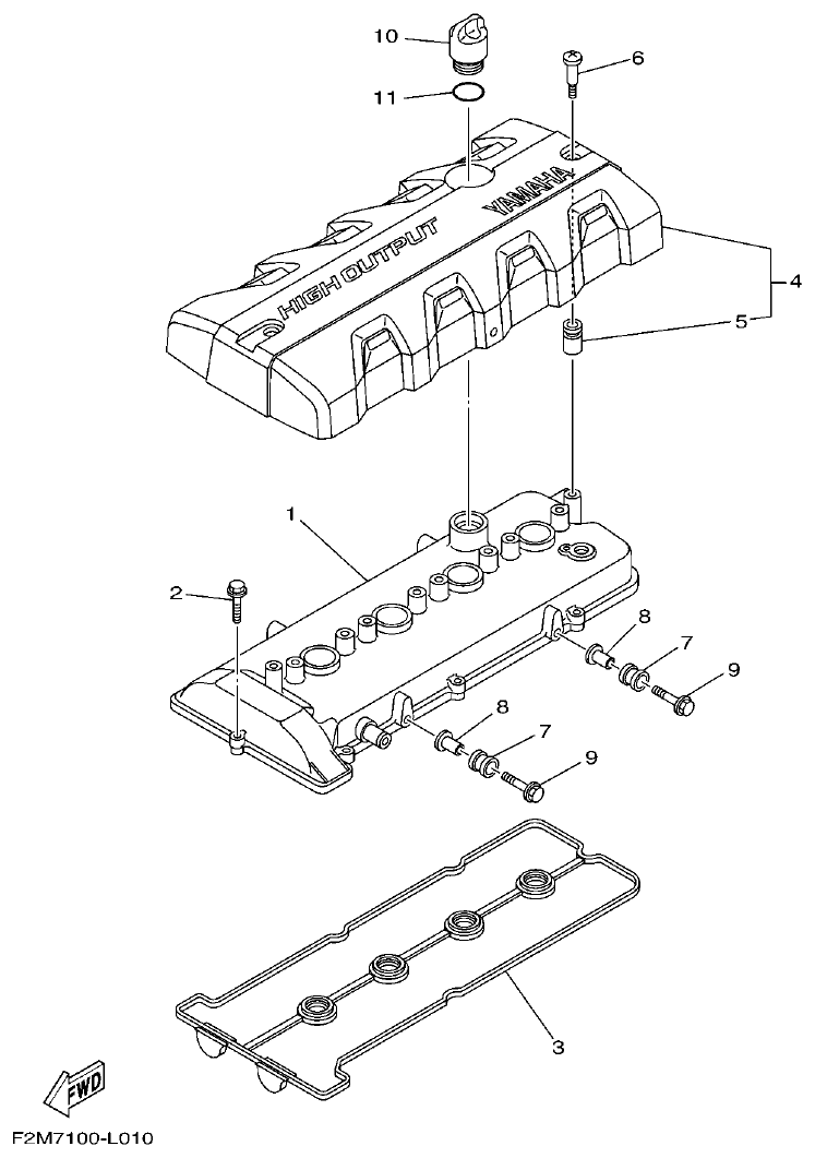 Yamaha VX18002019F4E7(F6G CYLINDER 1 parts diagram
